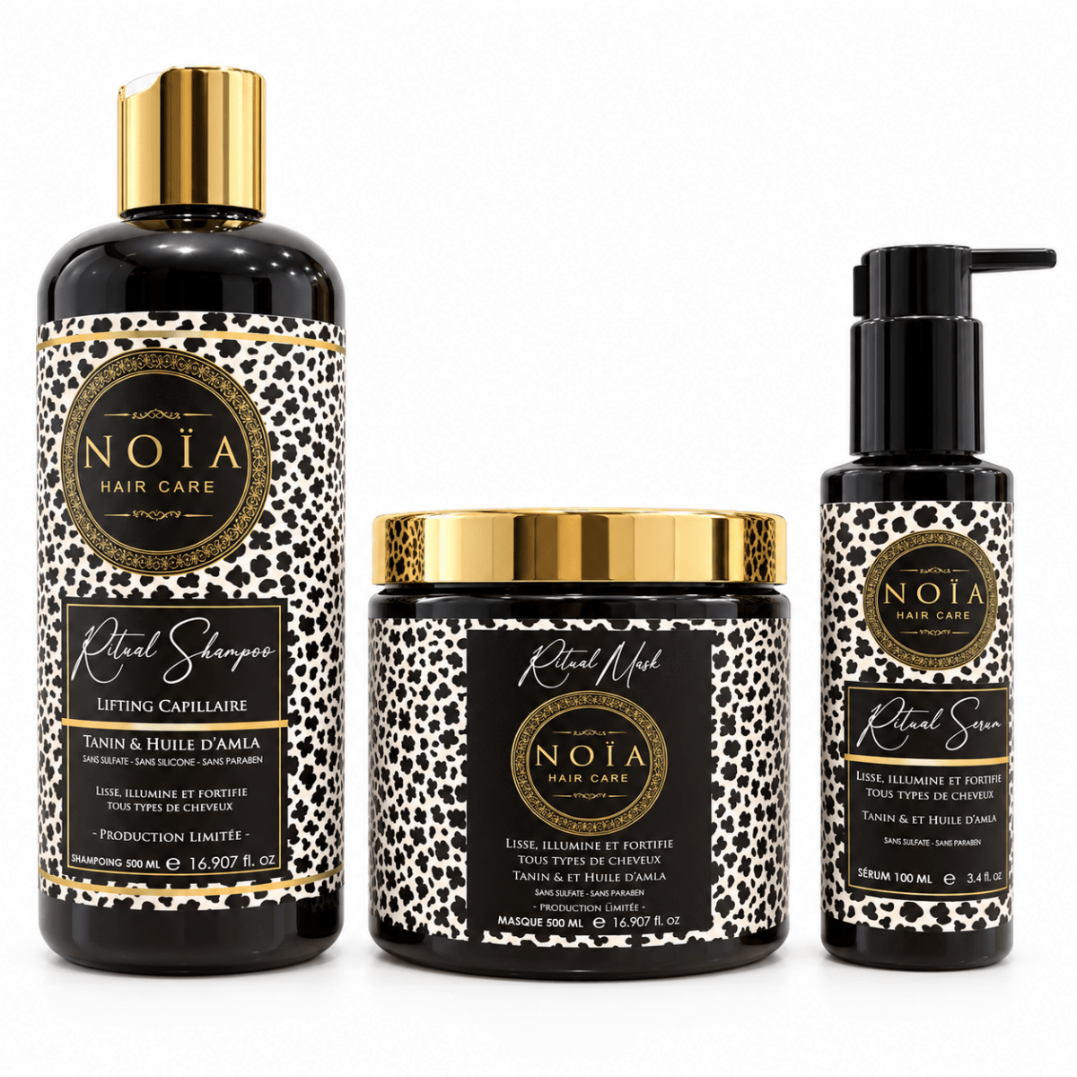 Kit Ritual NOÏA Hair Care lifting capillaire : shampoing, masque et sérum au tanin et huile d'amla, sans sulfate